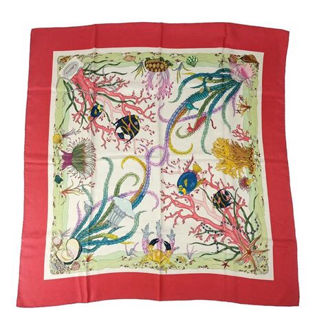 gucci scarf fish and coral|gucci silk scarf.